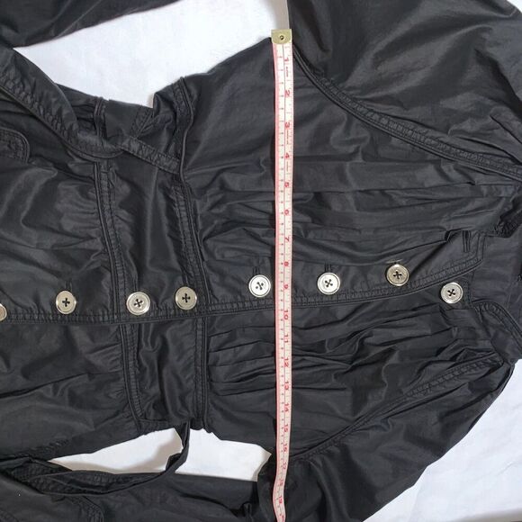 WOMEN'S Catherine Malandrino y2k black cotton and silk Trench coat pleatedSIZE P - Picture 3 of 10